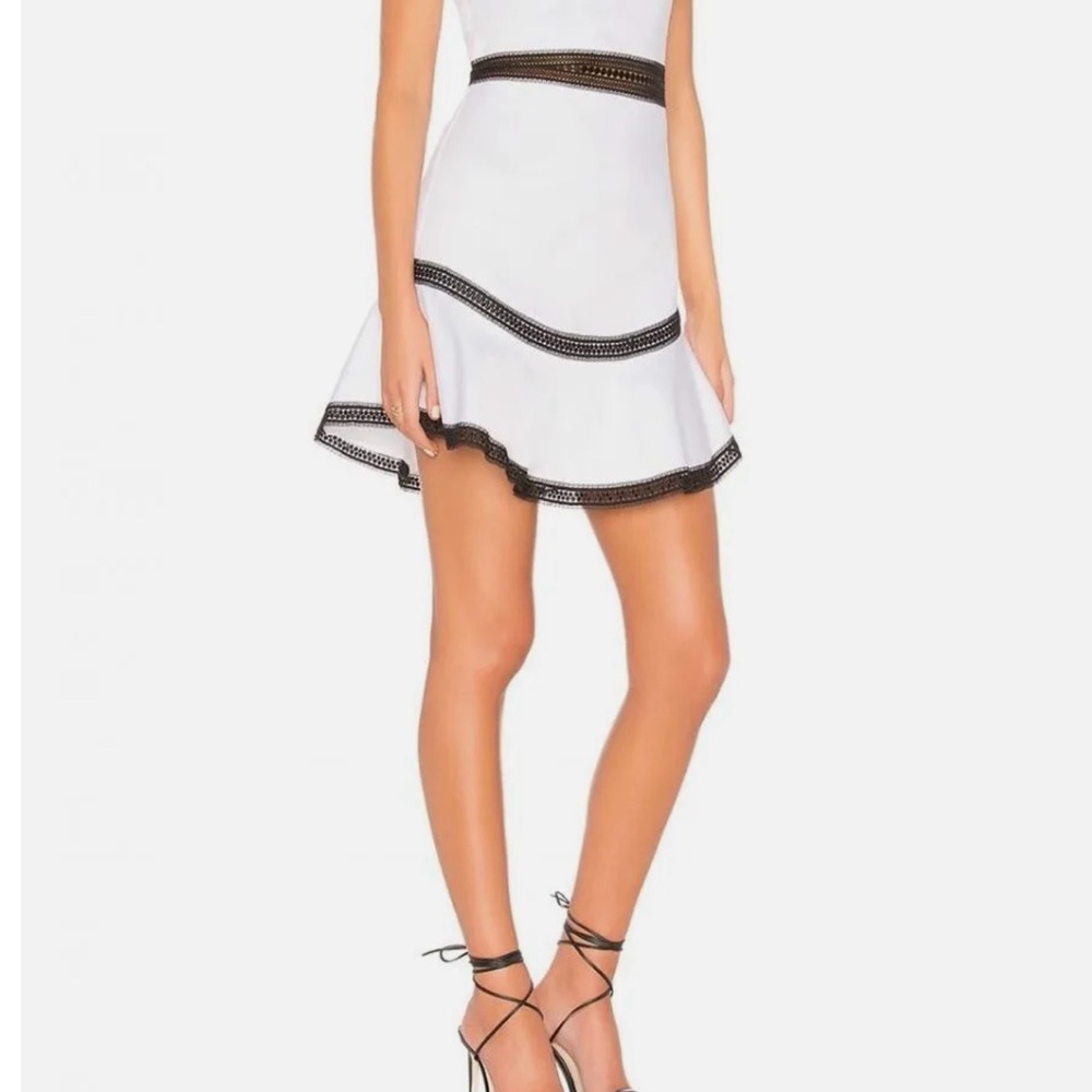 Alice & Olivia Rapunzel White Dress Black Lace Size 2